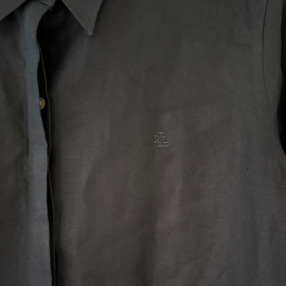Lauren Ralph Lauren Navy Long-Sleeve linen Shirt - Picture 4 of 6